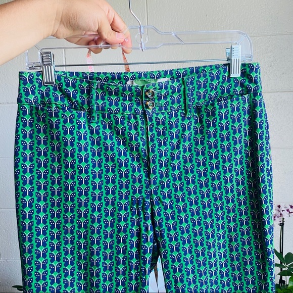 Anthropologie Green Blue Butterfly Print Trousers - Picture 3 of 9